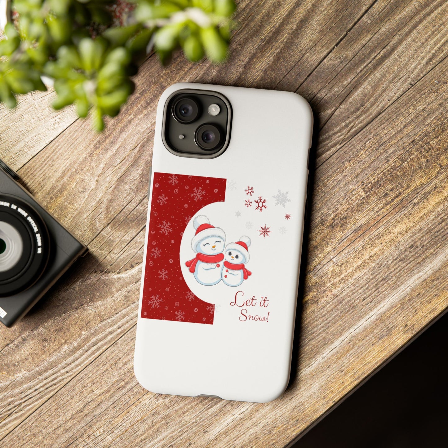 Santa Hat Snowman "Let it Snow" Phone Case