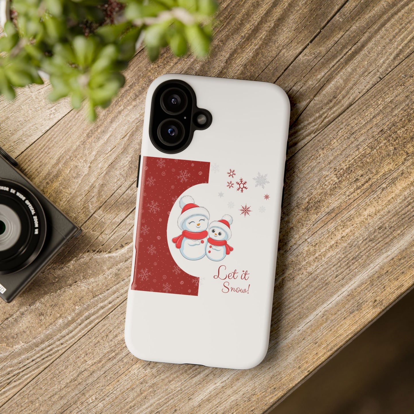 Santa Hat Snowman "Let it Snow" Phone Case