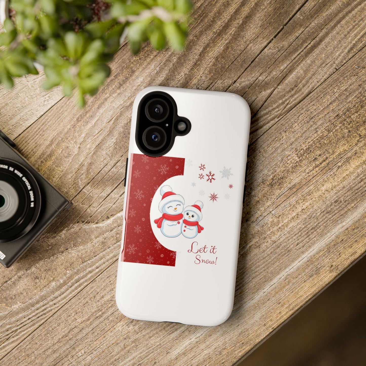 Santa Hat Snowman "Let it Snow" Phone Case