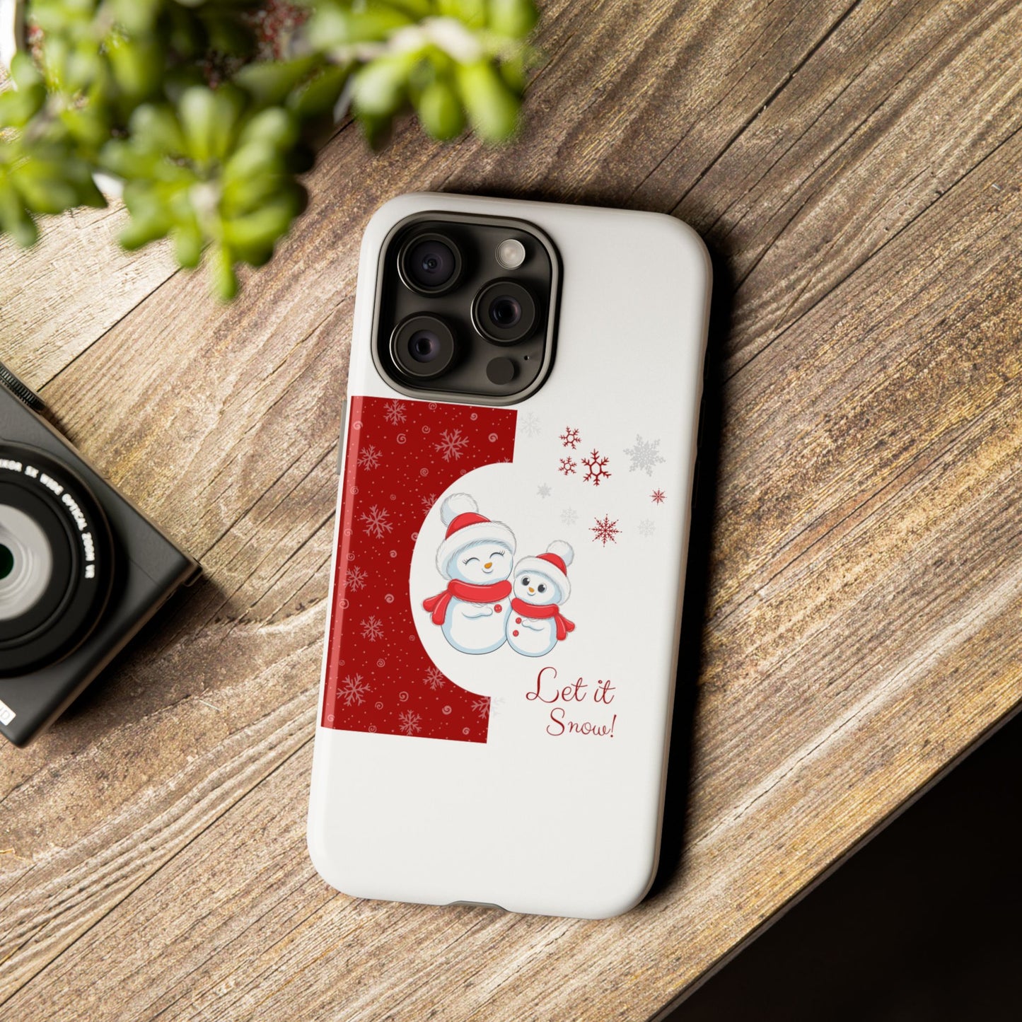 Santa Hat Snowman "Let it Snow" Phone Case