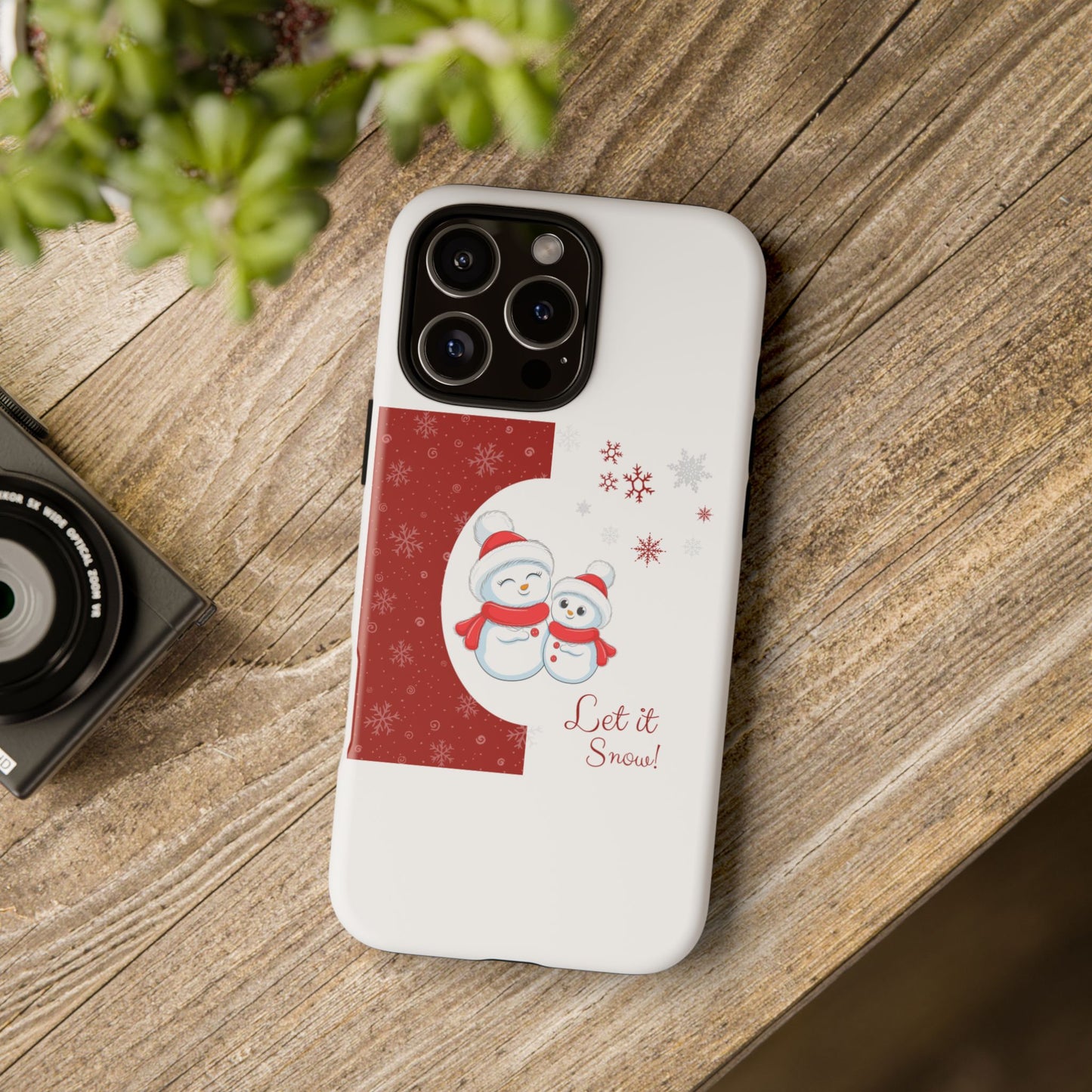 Santa Hat Snowman "Let it Snow" Phone Case