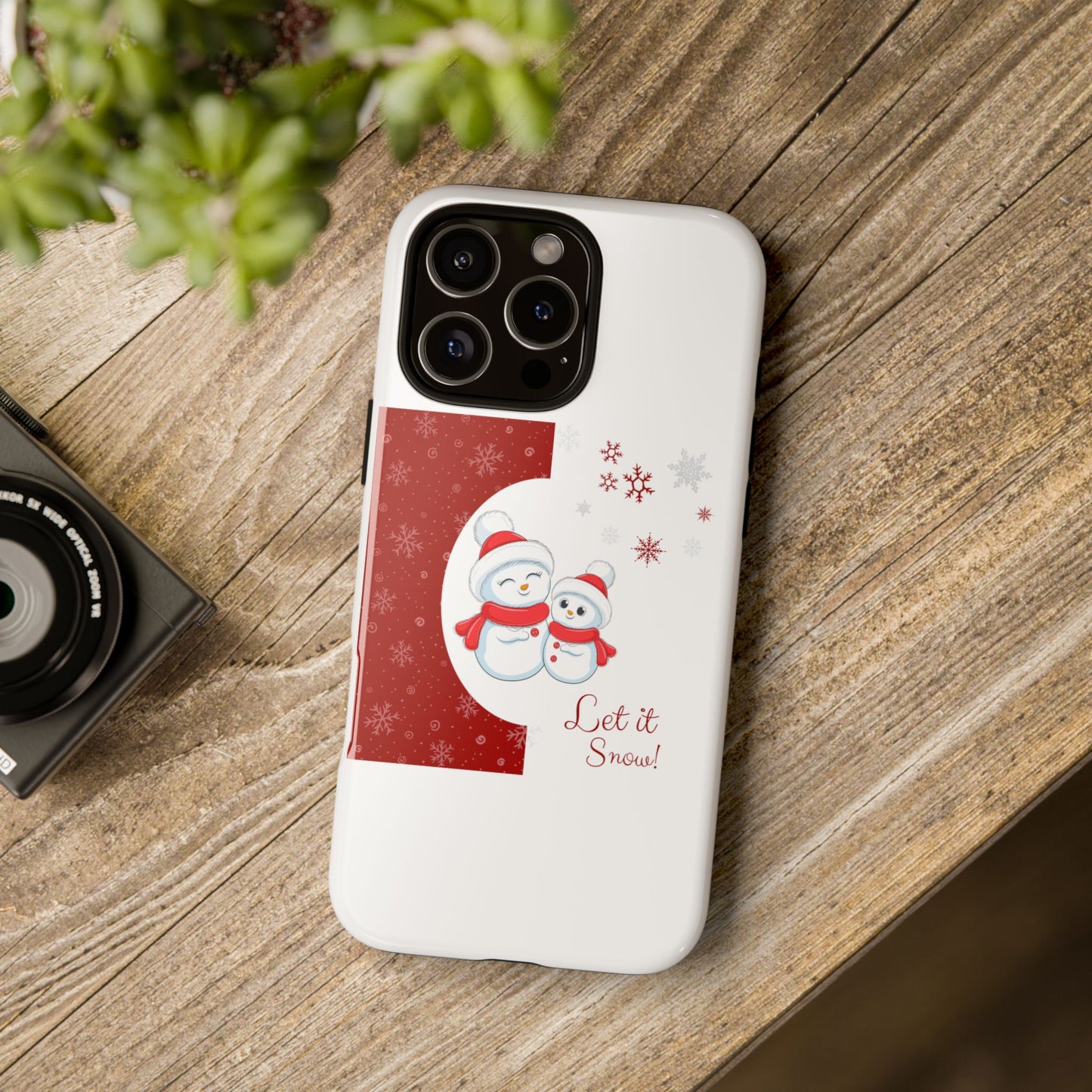 Santa Hat Snowman "Let it Snow" Phone Case