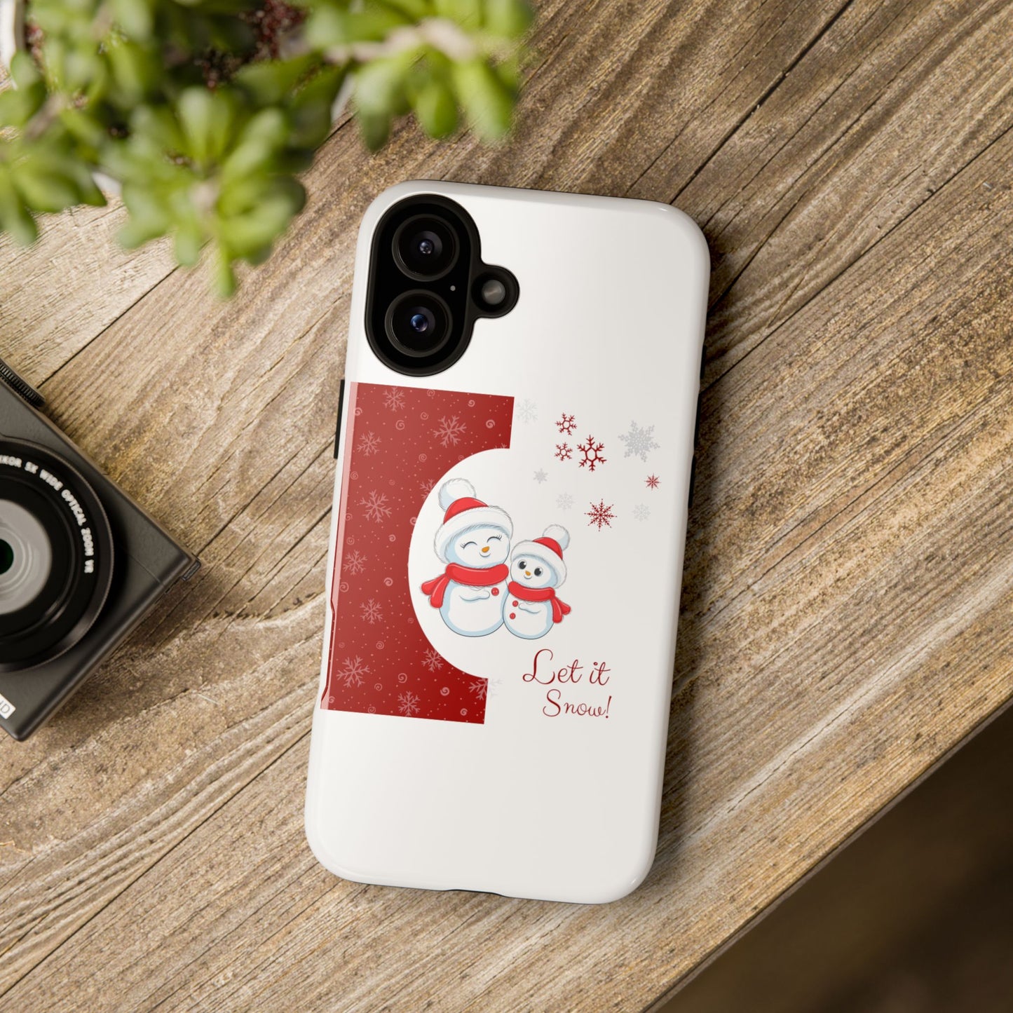 Santa Hat Snowman "Let it Snow" Phone Case